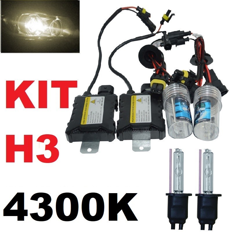 KIT XENON BLANCO PURO 4300K BOMBILLA H3 LUZ CRUCE LARGA NIEBLA 35W 55W