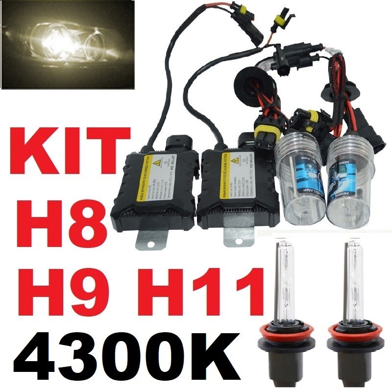 KIT XENON BLANCO PURO 4300K BOMBILLA H8 H9 H11 CRUCE LARGA 35W 55W